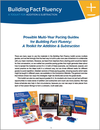 Addition & Subtraction Toolkit - Multi-Year Pacing Guide